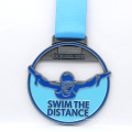 Round Gold Embossed Sport Hollow Custom Metal Swimming Medal